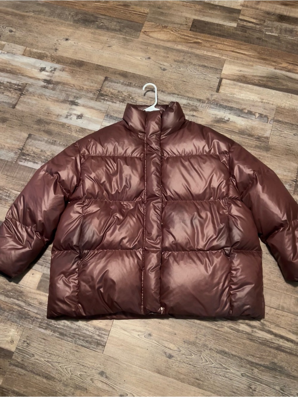 NAP Loungewear Brown Oversized Funnel Neck Puffer Jacket Coat S